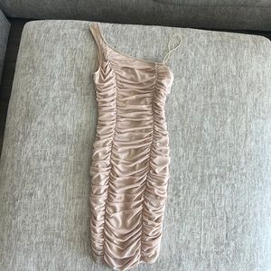 Mini dress mesh color tan size small never worn